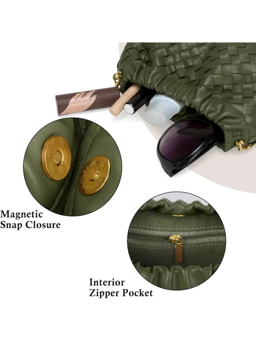 👜 Women's Green Faux Leather Crossbody Bag Trendy Dumpling Evening Purse